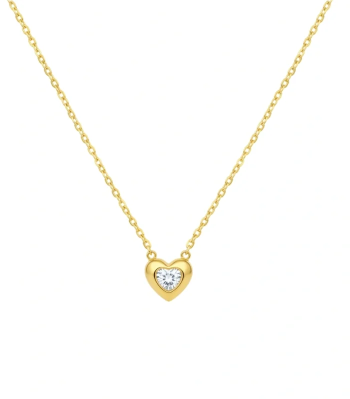 Bezel-Set Heart Crystal Pendant Necklace