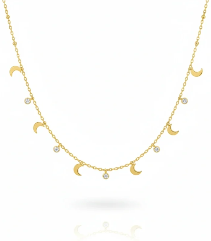 Celestial Moon & Crystal Station Necklace