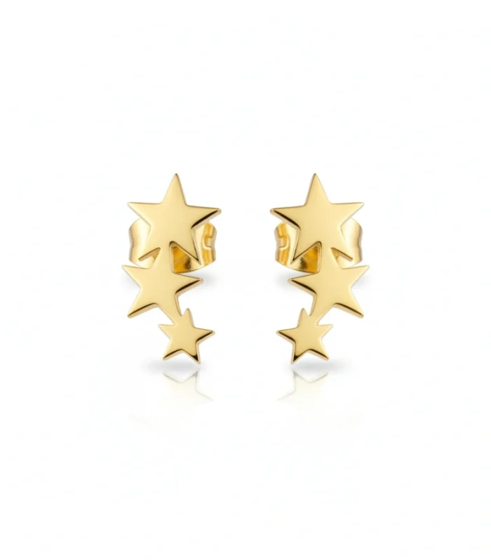 Celestial Triple Star Stud Earrings