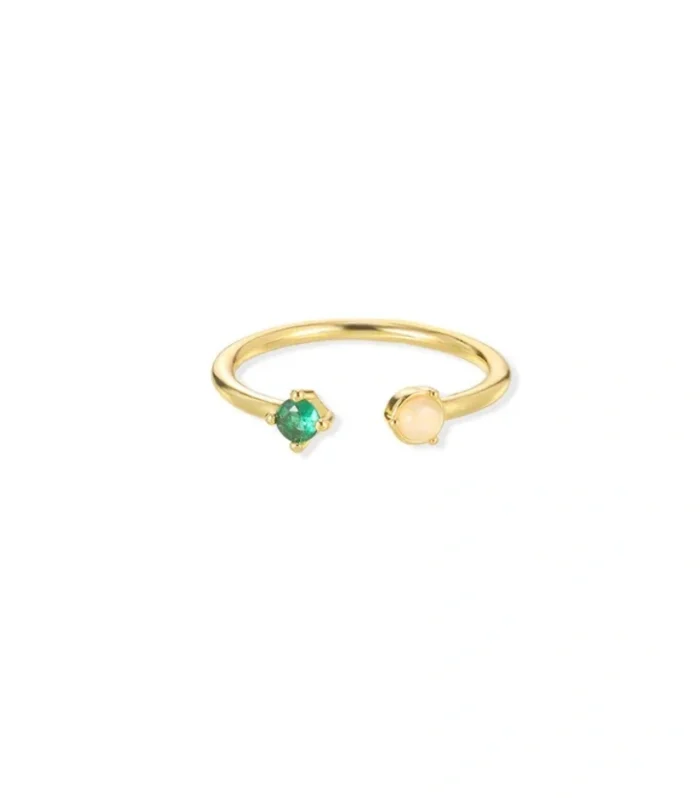 Dual Gemstone Green Zirconium Ring