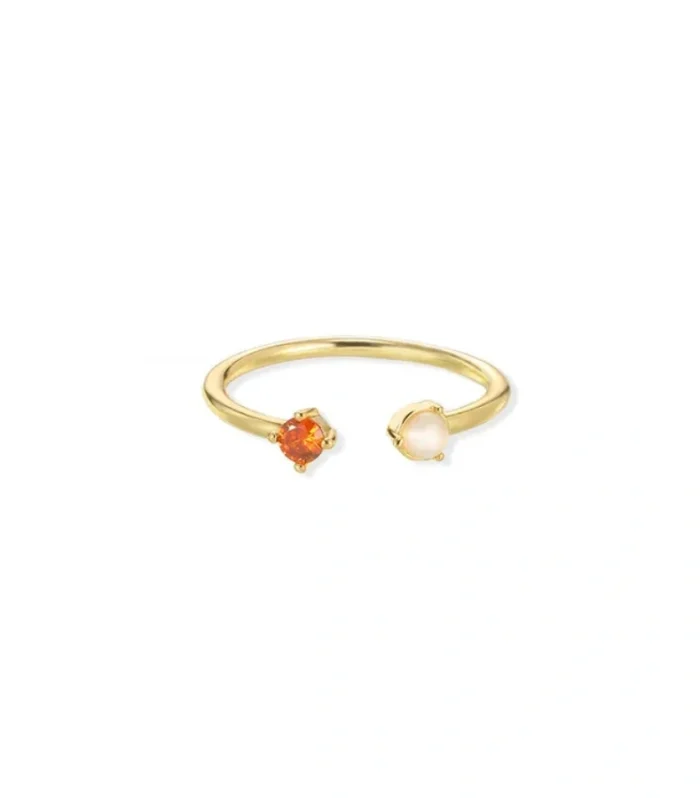 Dual Gemstone Orange Red Ring