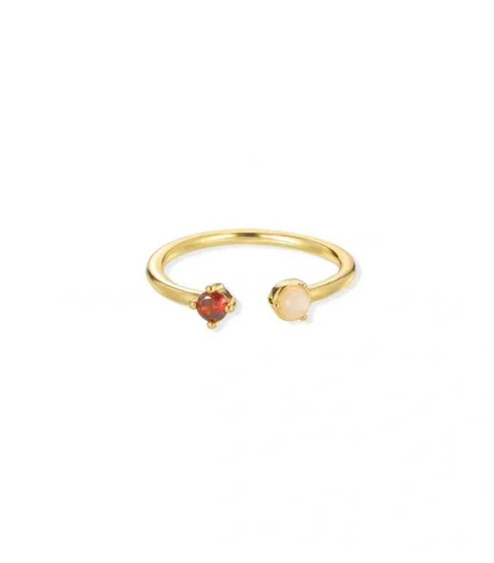 Dual Gemstone Pomegranate Red Ring