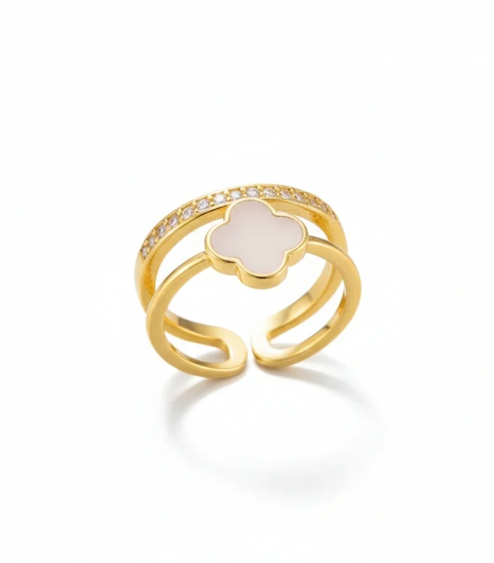 Elegant Clover Double-Band Ring