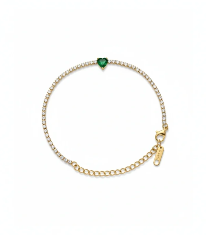 Elegant Heart-Center Tennis Bracelet