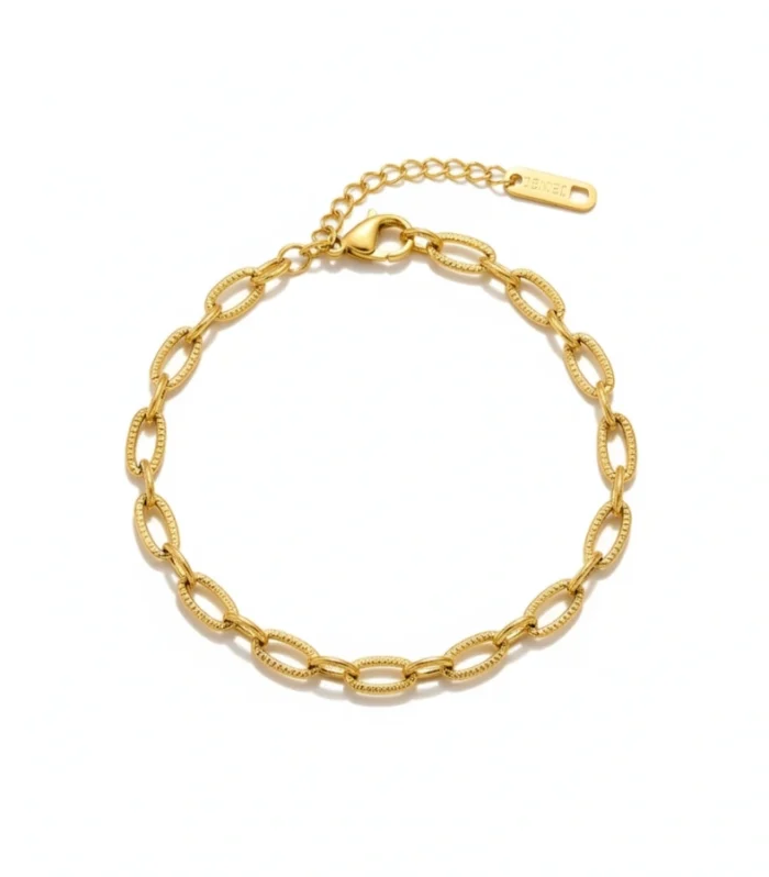 Embossed Oval Cross Chain Bracelet