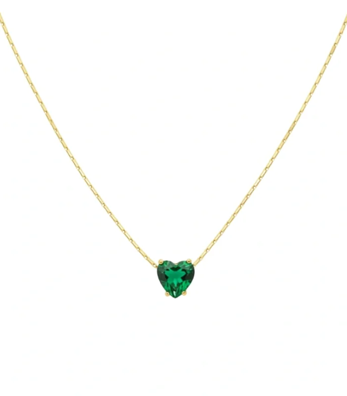 Green Heart Crystal Pendant Necklace