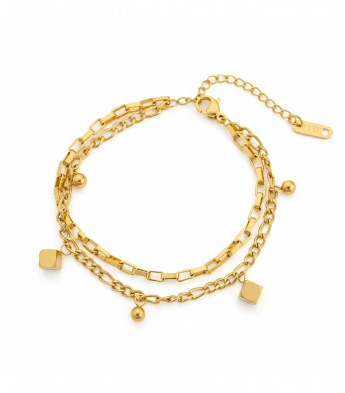 Layered Geometric Charm Bracelet