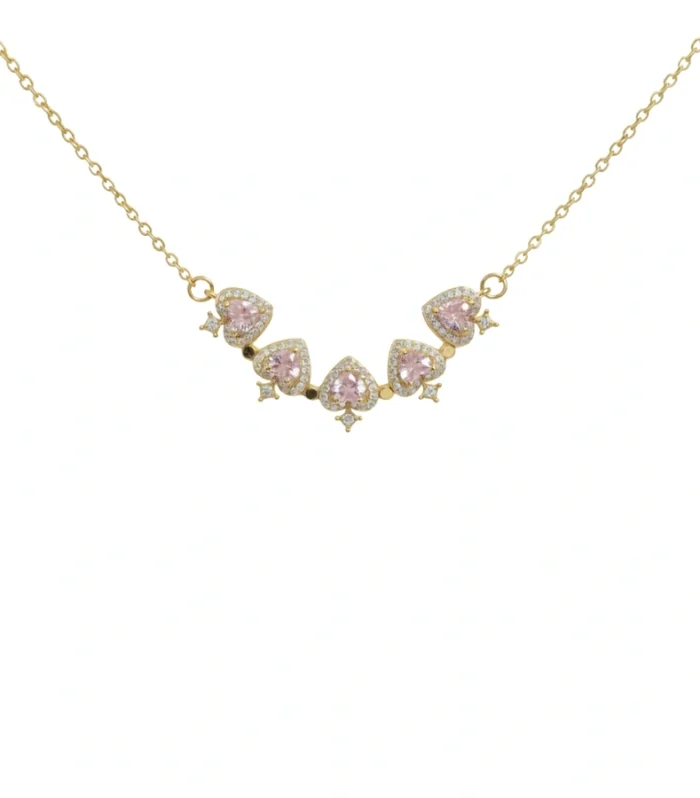 Magnetic Convertible Pink Heart & Four-Leaf Necklace