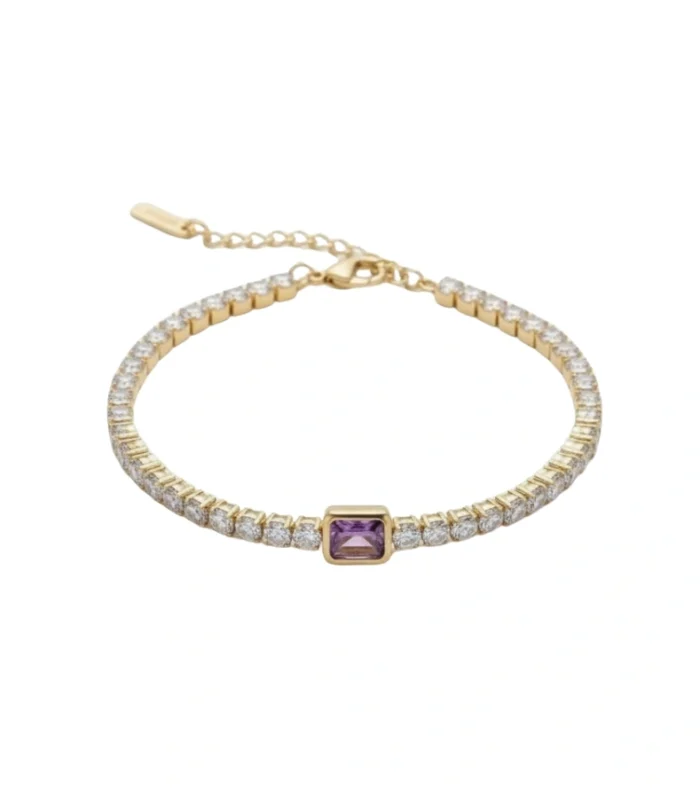 Radiant Amethyst Baguette Tennis Bracelet