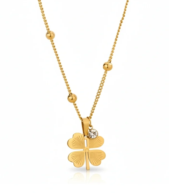 Radiant Four-Leaf Clover Pendant Necklace