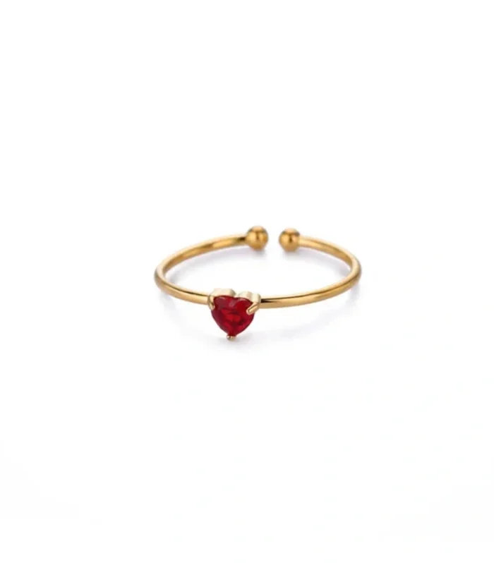 Romantic Red Gem Heart Ring