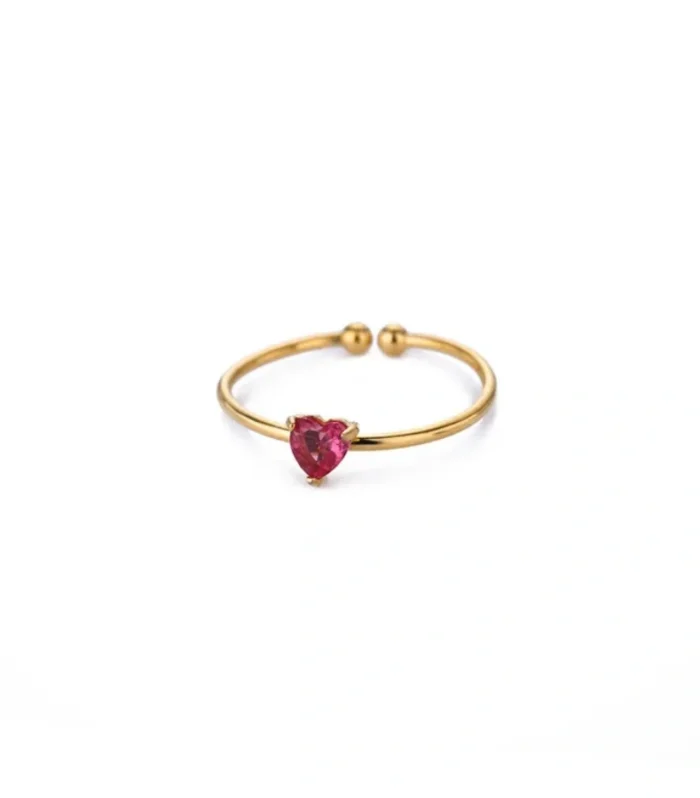 Romantic Rose Stone Heart Ring