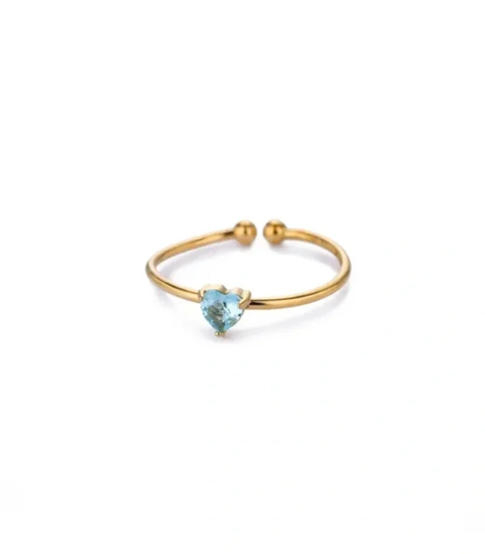 Romantic Sea Blue Heart Ring
