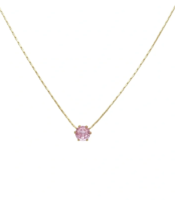 Solitaire Pink Crystal Pendant Necklace