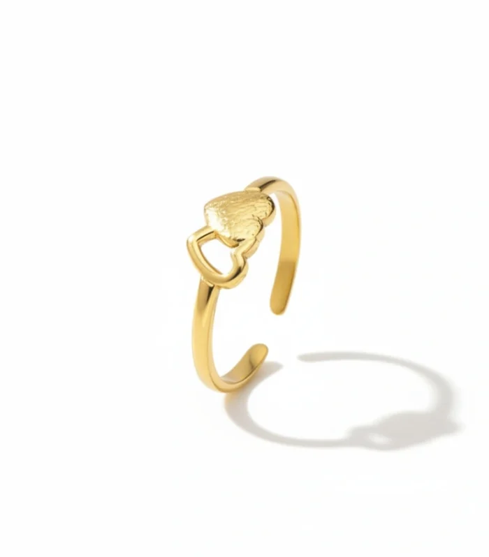 Textured Heart Charm Ring