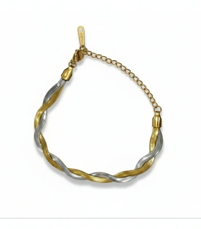 Two-Tone Twisted Snake Chain Bracelet