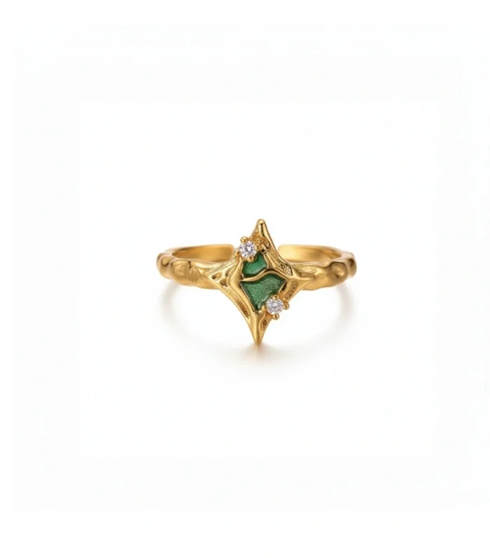 Vintage Emerald Starburst Ring